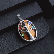Tree of Life Natural Gemtone Crystal Water Drop Pendant Necklace 7Chakra Pendant Yoga Chakra Healing