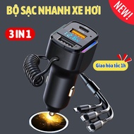 XO K4 SG Car Charger. DECOR 3-Head Charging Universal Spring Cable with Dual USB PD Standard 20W