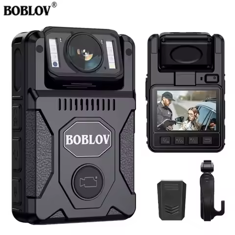 BOBLOV M7 Body Camera 1080P Full HD 128GB 4000mAh | Police Bodycam with GPS & 180° Rotating Lens | S