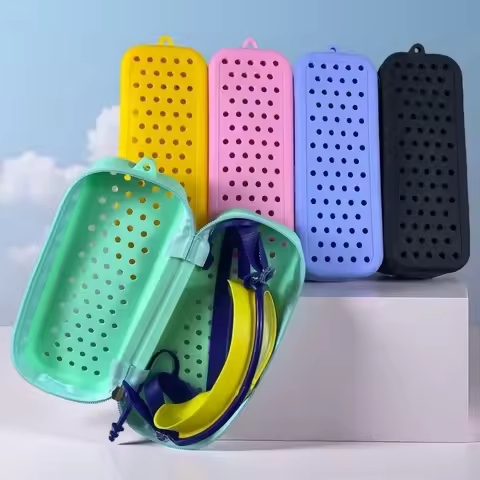 Portable Silicone Swim Goggle Case Perforated Breathable Eyeglasses Storage Bag Durable Swimming Gog