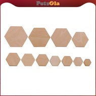 [PETSOLA] 00/200 Pieces Hexagon Shapes MDF Cutouts Wood Wooden Embellishments Shapes for DIY Craft D
