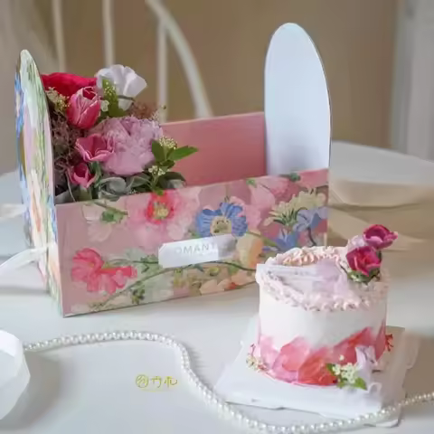 3pcs 4 Inches PVC Clear Window Flower Cake Box Creative 2-hole Floral Bouquet Handbag Valentine's Da