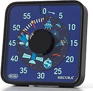 Secura 7.5-Inch Astronaut Pattern Visual Timer for Kids, 60-Minute Countdown Timer for Classroom or 