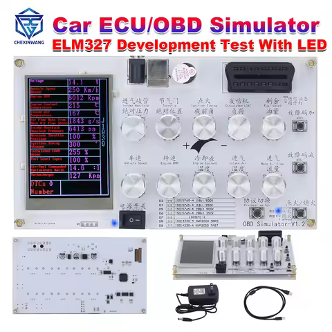 Car OBD Simulator ELM327 ECU Simulator J1939 OBD II ELM327 Development Test CAN With LCD Screen OBD2