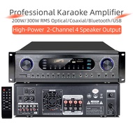 Professional Karaoke Power Amplifier High-Power 200W/300W RMS 2-Channel 4 Speaker Output Optical