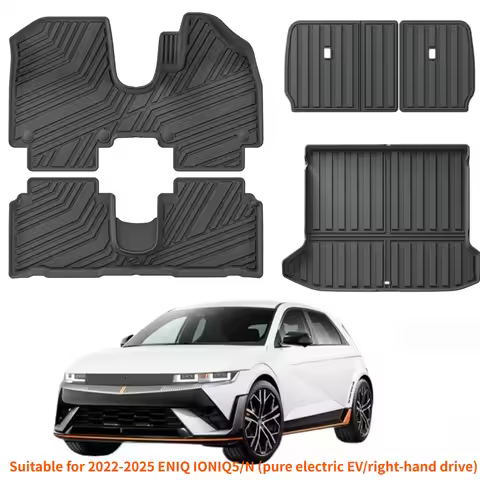 For 2022-2025 IONIQ 5 Ainikrypton 5N Car Mats, TPE Trunk Mat, Seat Back Mat, Black