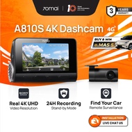 [NEW] 70mai A810S Dash Cam 4K Resolution + HDR | 4G Connectivity | Built-in GPS & ADAS | Dual SONY H