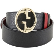 Gucci 互扣式 G 雙面皮帶 480199 皮革 黑色/紅色 男士 [二手]