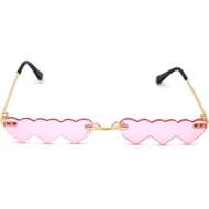 Womens Heart Emoji Funky Pimp Rimless Narrow Sunglasses