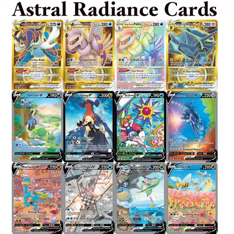 PKM Astral Radiance (ASR) Proxy Foil Game Cards Machamp Starmie Palkia Garchomp Dialga Beedrill Hisu