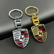 Car Emblem Keychain H Buckle Double-sided Key Ring For Porsche Cayenne Panamera Macan 911 718 Taycan