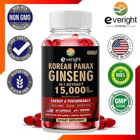 Korean Red Ginseng Capsules- 1500mg Natural High Strength for Men Vitality, Energy, Performance, Foc