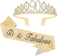Birthday Sash for Women 90th Birthday Gifts for Women Her 90th Birthday Sash and Crown 90th Birthday
