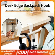 (Local stock) Adjustable Desk Hook No Need Drilling Carbon Steel Storage Hook Slideable Table Backpa
