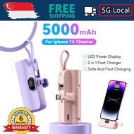 Local Delivery - Mini Powerbank 5000mah Portable Charger Capsule Fast Charging With Cable For iPhone Wireless Power Bank