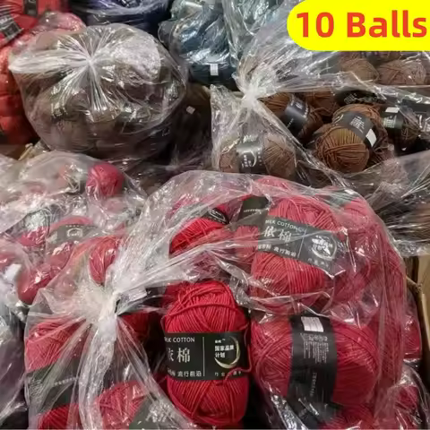 10PCS 4ply Milk Cotton Knitting Yarn Needlework Dyed Lanas For Crochet Craft Sweater Hat Dolls At Lo