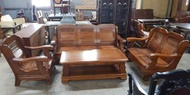 客廳實木沙發椅組1+2+3+大茶几 一格二手家具 客廳實木家具 懷舊時尚