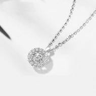 PT950 Platinum Necklace 18K White Gold Clavicle Chain Diamond Pendant Simple All-Match Jewelry Birth