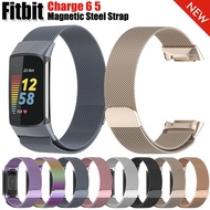Magnetic Metal Watch Strap For Fitbit Charge 6 5 Milanese Business Stainless Steel Bracelet Smart Ac