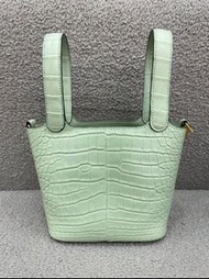 愛馬仕 Hermès Picotin 14 Micro 菜籃子 6U薄荷綠 鱷魚皮 銀扣｜全新｜Z刻