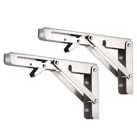 2PCS Triangle Folding Angle Shelf Bracket Stainless Steel Collapsible Shelf Bracket for Table Work B