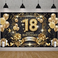 Golden Theme Banner Balloon Decoration 18th Birthday Banner Gift Box Decoration Polyester Material B