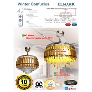 Elmark Ceiling Fan 42 inch Elmark Winter Confucius Crystal DC Motor 36w LED Light Ceiling Fan with Remote Controller - 6 Speed