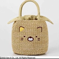 日本雜誌附錄 角落生物 Sumikkogurashi x a-jolie 貓咪 便攜 多功能 草編 刺繡 紅唇 蝴蝶結 束口 手提袋 收納袋 購物袋 **現貨**
