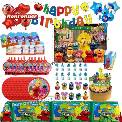 Sesame Street Birthday Party Scene Supplies Biscuit Monster Disposable Decor Flag Insertion Balloon 