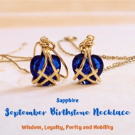 September Birthstone Heart Pendant with Stainless Steel Gold Plated Chain Necklace