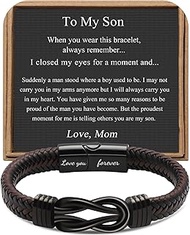 Fathers Day Birthday Gift for Son Bracelet from Mom, Mother and Son Knot Mens Bracelet, Christmas An