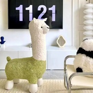 Universal Wheel New Children's Cute Light Luxury Plush Alpaca Alpaca Stool Removable and Washable In