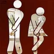 HD 3D Acrylic Bathroom Mirror Stickers Toilet Sign Mirror Wall Sticker Home Hotel Washroom Door Sign Mirror Sticker