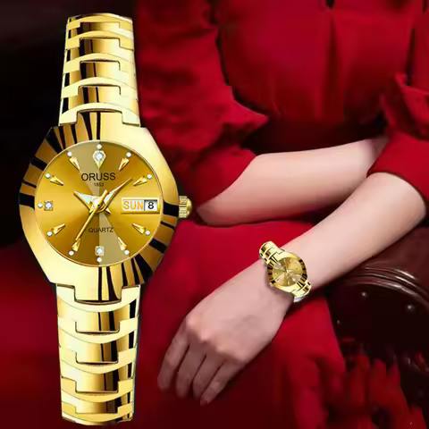 ORUSS Hot Brand Ladies' Watch High Quality Stainless Steel Waterproof Luminous Pointer Week Calendar