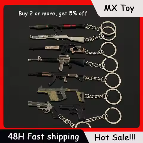 Mini Gun Keychains Series RPG Bazooka Sand Eagle Revolver SVD Beretta Small Gun Pendant,Tactical Mil
