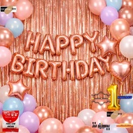 Happy Birthday Decoration Package Happy Birthday Balloons Rosegold Metallic Balloons 50 Pcs