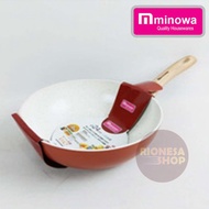 Wok Pan 20/24cm Roselle Minowa Marble Induction Frying Pan With Glass Lid Fry