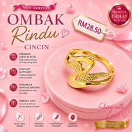 Cincin Ombak RIndu Gold Plated Emas Sadur 24K Emas Titanium Emas Bangkok P007