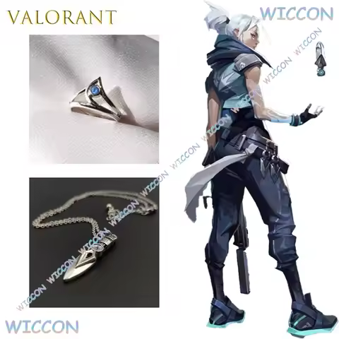 Valorant Sage jett Cosplay Set Sacred Necklace Earrings Ring Anime Game Character Accessories Silver