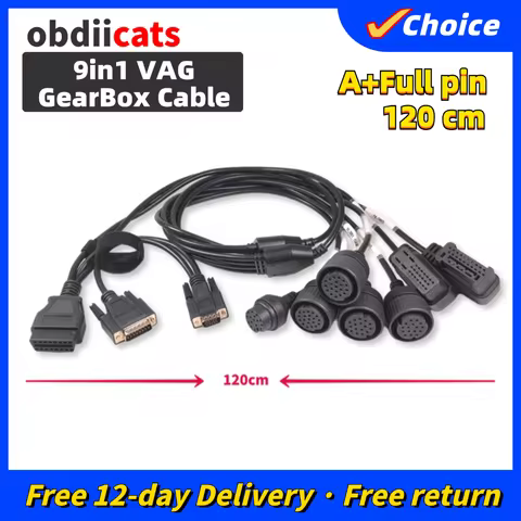 New For VAG Gearbox Adapter 120CM 9in1 Test Cable 12V DC Data Cable For VAG DQ250 DQ200 DQ380 DL382