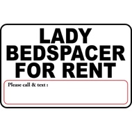 LADY BEDSPACER FOR RENT PVC Sigange 7.8x11 inches