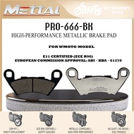 METTAL PRO-666-BK Rear Brake Pad | E11 (ECE R90) Certified | For WMOTO ES250i / XDV250i | Metallic C