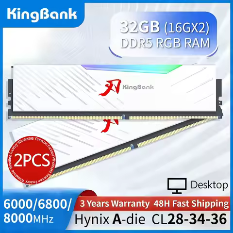 Original KingBank Ram DDR5 RGB 16GBX2 6000/6800/8000MHz Hynix A-die CL28-34-36 Desktop Gaming Memory