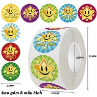 Cute star-shaped reward stickers for children - reward stamps for students, fames, classrooms, teach