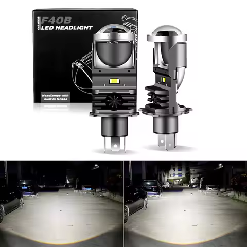 H4 Led Lens F40B H4 Headlight Mini Projector Lens Bright Headlamp Bulb Hi-Low Beam H4 9003 HIB2 Bulb