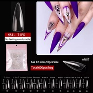 AN87 AN88 600 Pieces Of Long Pointed False Nails