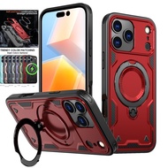 Magnetic Army Grade Casing Cover for  IPhone 17 16E 16 15 14 13 12 Pro Max Plus Rotable Ring Stand C