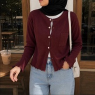 ORTWO FASHION - ZER CARDI TOP Wanita CARDIGAN BUTTON CASUAL KANTON CARDIGAN / CARDI POCKET Knit Rib