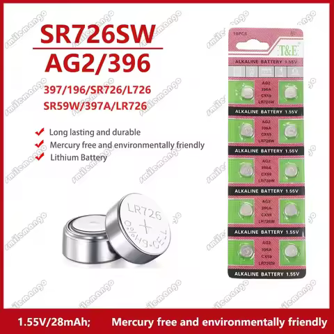 40-200PCS AG2 1.5V G2 396A LR726 SR726W GP397 1164SO SR59W SR726 Coin Button Cell Watch Toys Clocks 