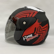 Helm Evo Venom Hitam Merah Doff Half Face Nouvo SNI Dewasa Motif - bukan KYT INK GM NHK ZEUS MDS JPX